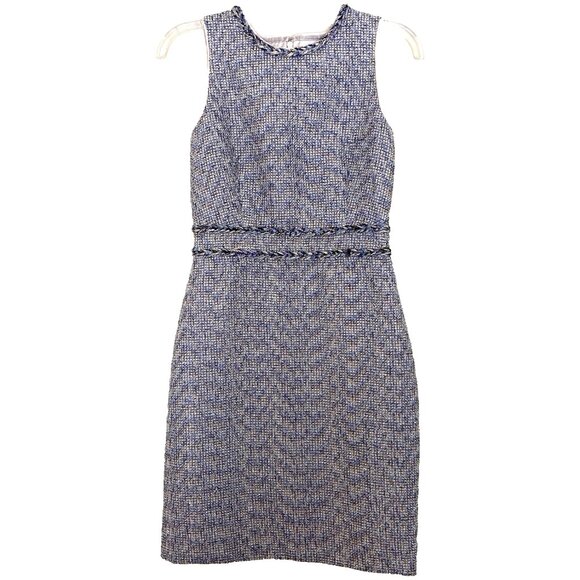 J. Crew Collection Twinkle Tweed Dress Size 00 Metallic Braided Trim AC411 - Picture 5 of 16